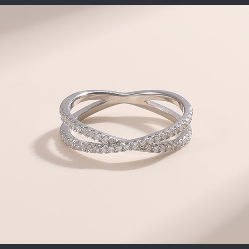 Criss Cross ZC Eternity Band sterling silver 925 plated 316L