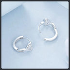 Silver Plated 316L Heart Hoop Earrings with ZC Accent