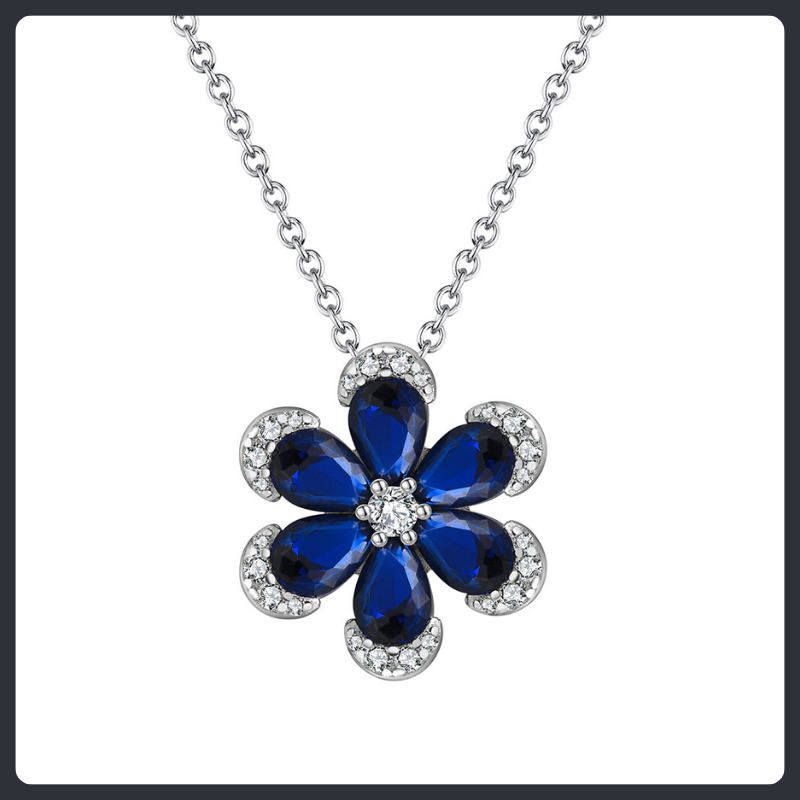 Pear Flower ZC Pendant Necklace sterling silver 925 plated 316L