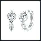 Silver Plated 316L Heart Hoop Earrings with ZC Accent