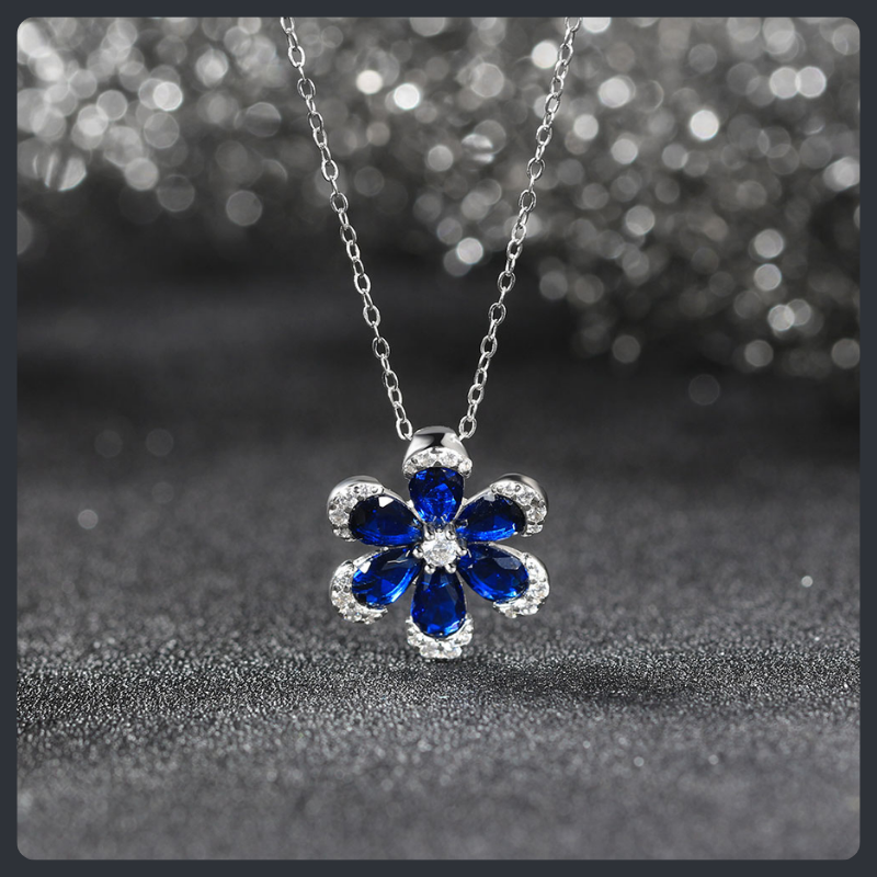 Pear Flower ZC Pendant Necklace sterling silver 925 plated 316L