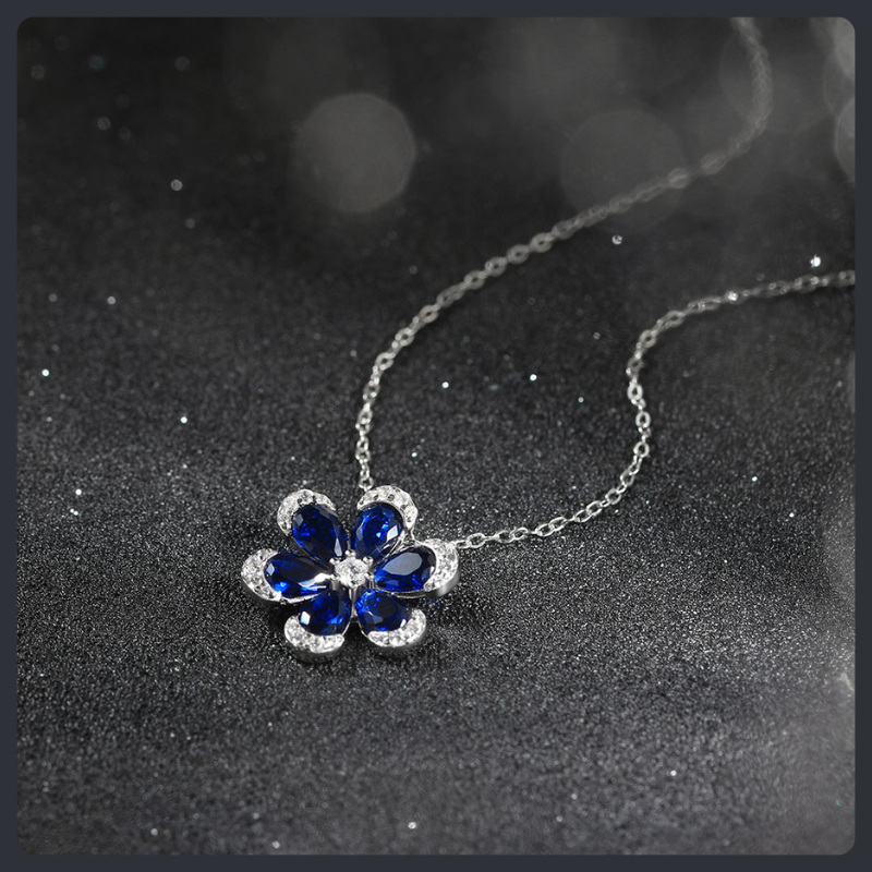 Pear Flower ZC Pendant Necklace sterling silver 925 plated 316L