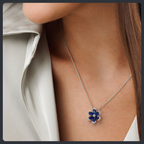 Pear Flower ZC Pendant Necklace sterling silver 925 plated 316L