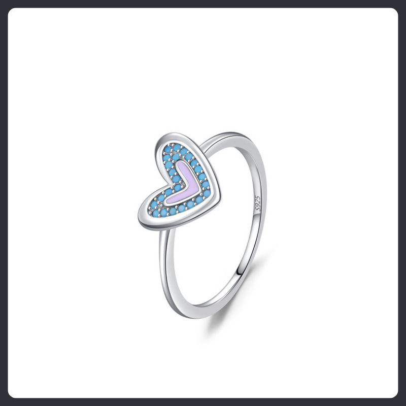 Turquoise Heart ZC Ring sterling silver 925 plated 316L
