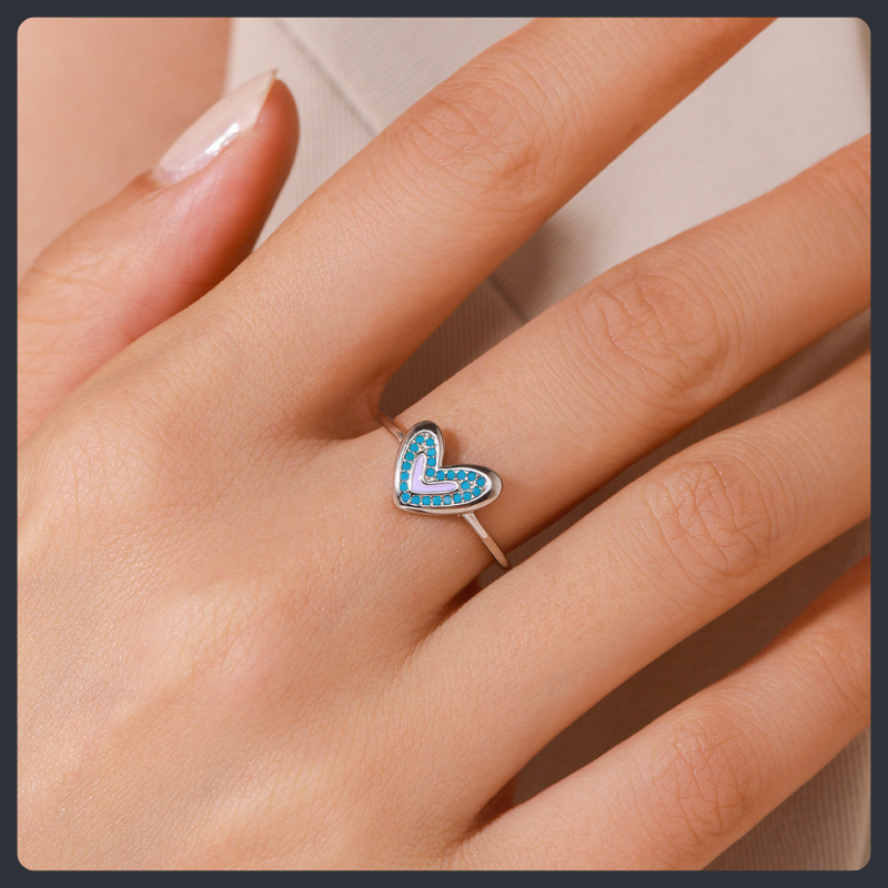 Turquoise Heart ZC Ring sterling silver 925 plated 316L