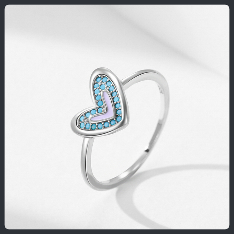 Turquoise Heart ZC Ring sterling silver 925 plated 316L