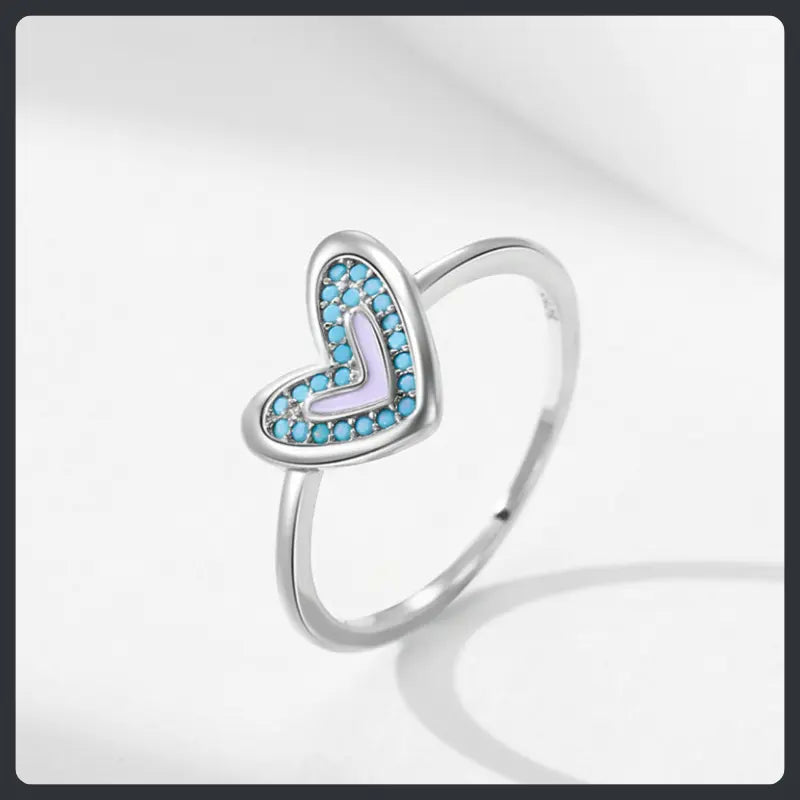 Turquoise Heart ZC Ring silver plated 316L