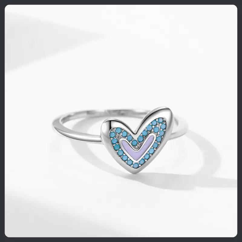 Turquoise Heart ZC Ring silver plated 316L