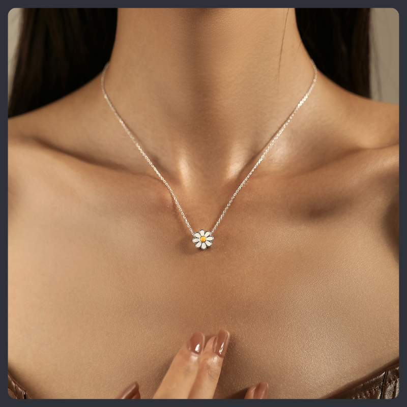 Sweet Daisy ZC Pendant Necklace sterling silver 925 plated 316L