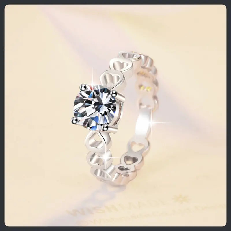 Hollow Heart ZC Wedding Ring silver plated 316L