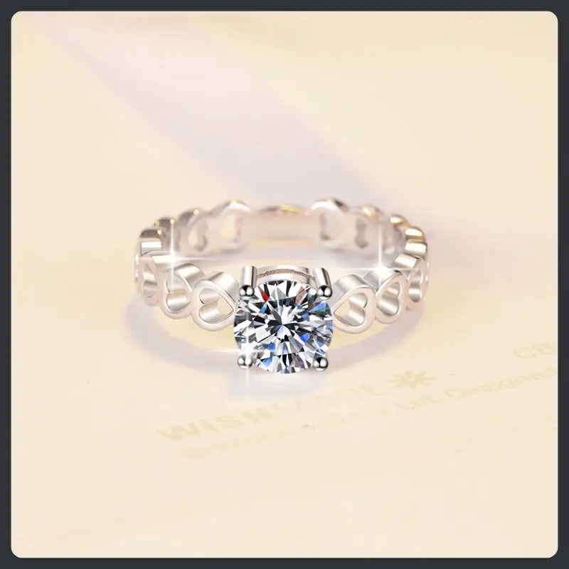 Hollow Heart ZC Wedding Ring silver plated 316L