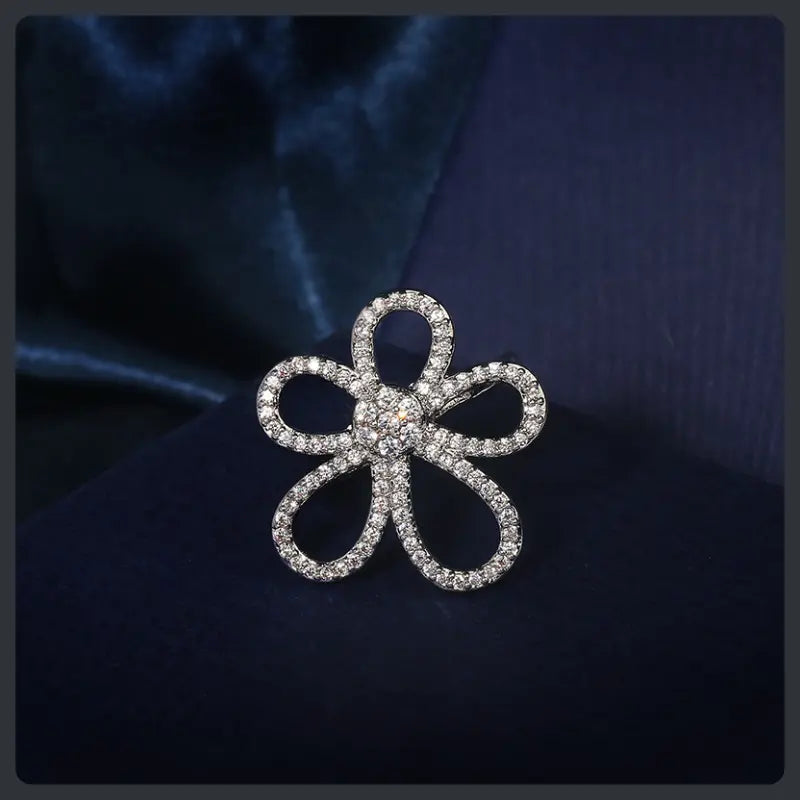 Luxury Flower ZC Jewelry Set silver plated 316L