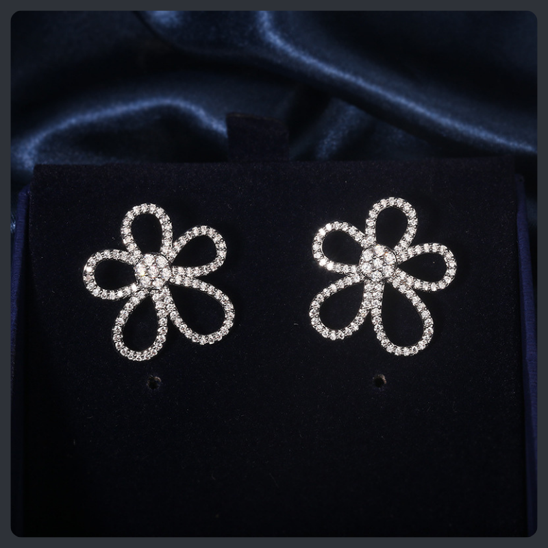 Luxury Flower ZC Jewelry Set sterling silver 925 plated 316L