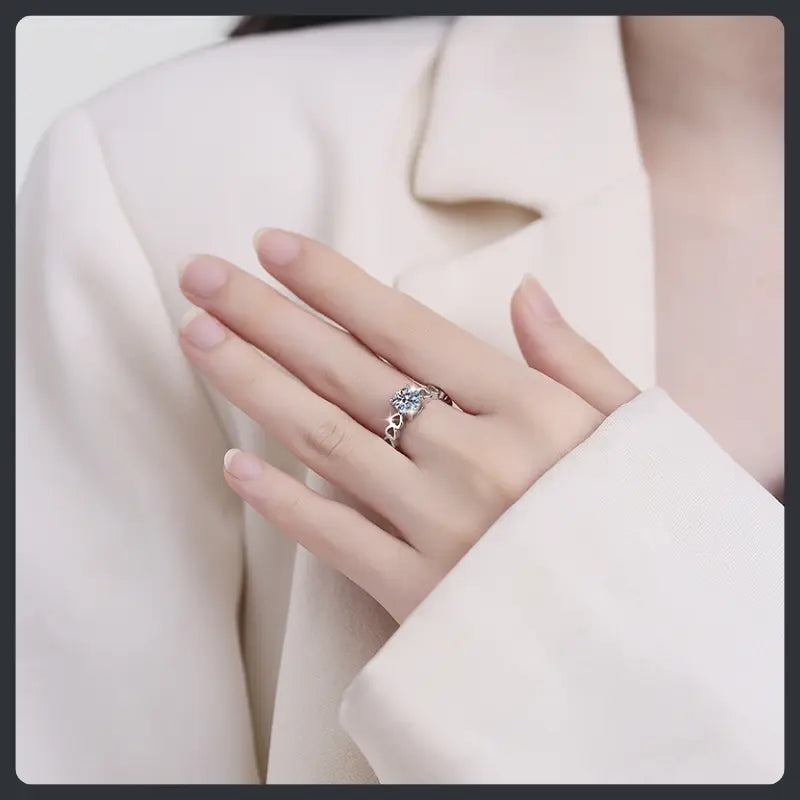 Hollow Heart ZC Wedding Ring silver plated 316L