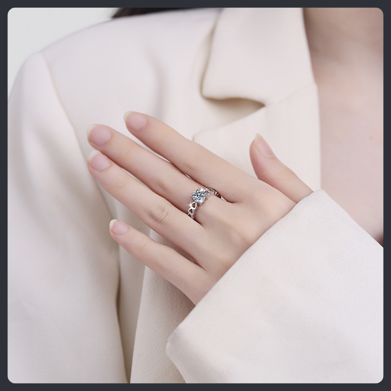 Hollow Heart ZC Wedding Ring sterling silver 925 plated 316L