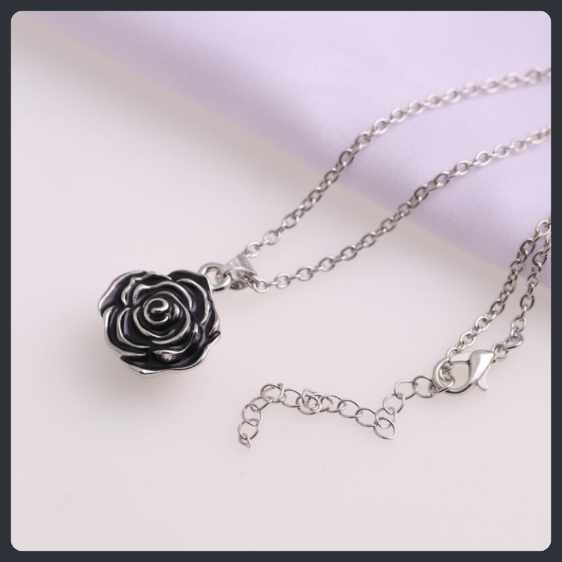 Retro Rose ZC Pendant Necklace sterling silver 925 plated 316L