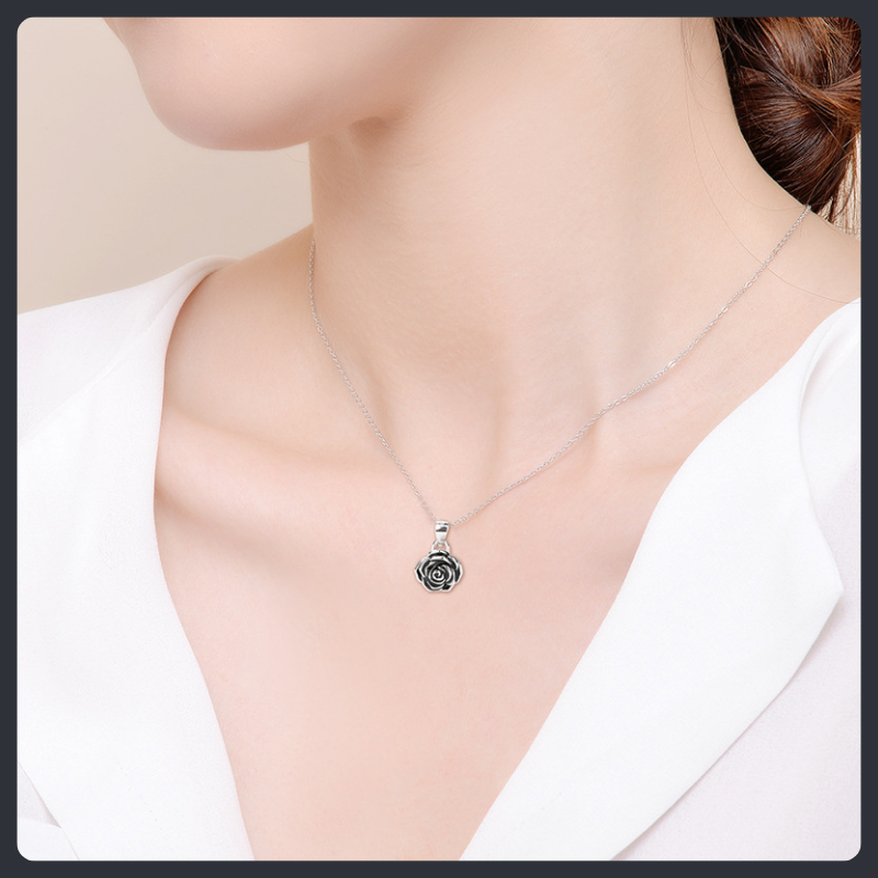Retro Rose ZC Pendant Necklace sterling silver 925 plated 316L