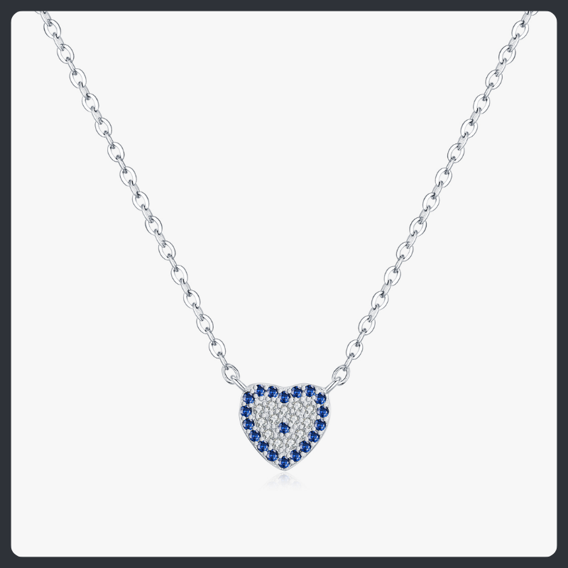 Blue Heart ZC Necklace sterling silver 925 plated 316L