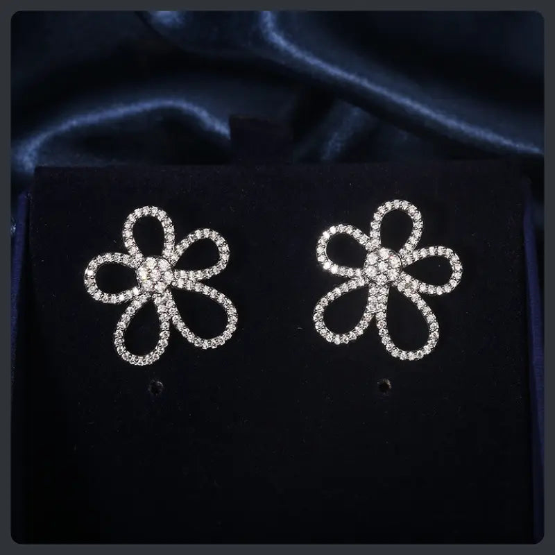 Luxury Flower ZC Jewelry Set silver plated 316L