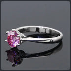 Romantic Pink Round ZC Ring silver plated 316L