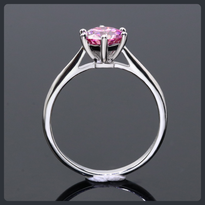 Romantic Pink Round ZC Ring sterling silver 925 plated 316L