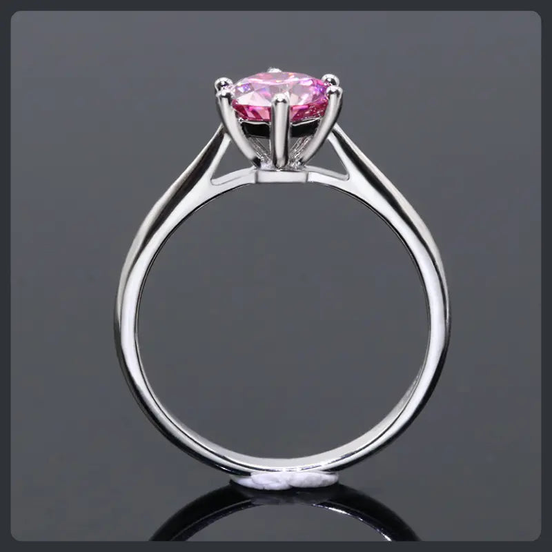 Romantic Pink Round ZC Ring silver plated 316L