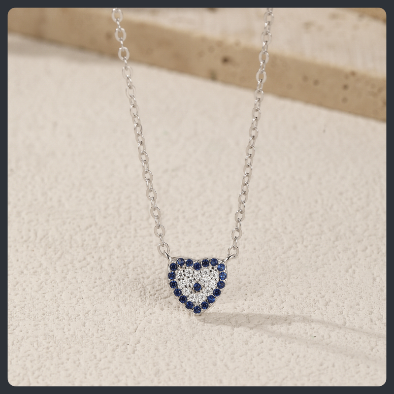 Blue Heart ZC Necklace sterling silver 925 plated 316L