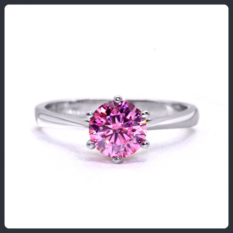 Romantic Pink Round ZC Ring sterling silver 925 plated 316L