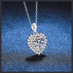 Heart Halo ZC Pendant Necklace sterling silver 925 plated 316L