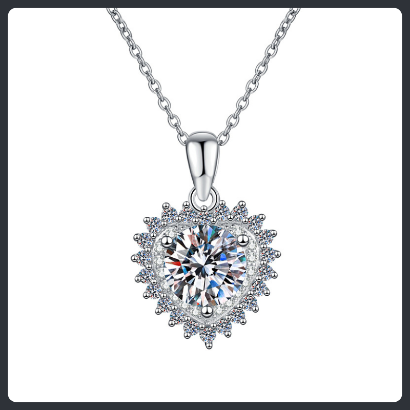 Heart Halo ZC Pendant Necklace sterling silver 925 plated 316L