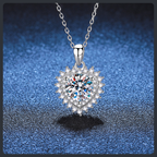 Heart Halo ZC Pendant Necklace sterling silver 925 plated 316L