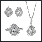 Pear Shape ZC Jewelry Set silver plated 316L