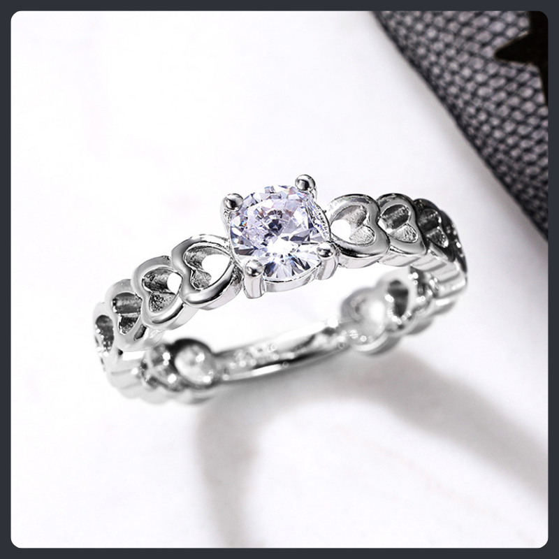 Hollow Heart ZC Wedding Ring sterling silver 925 plated 316L