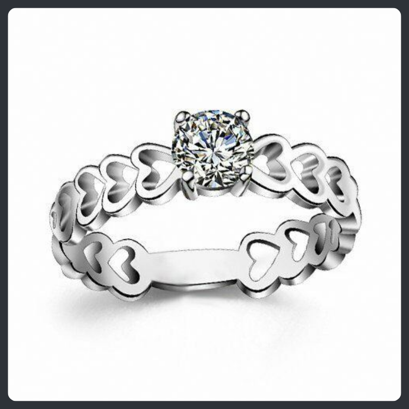 Hollow Heart ZC Wedding Ring sterling silver 925 plated 316L