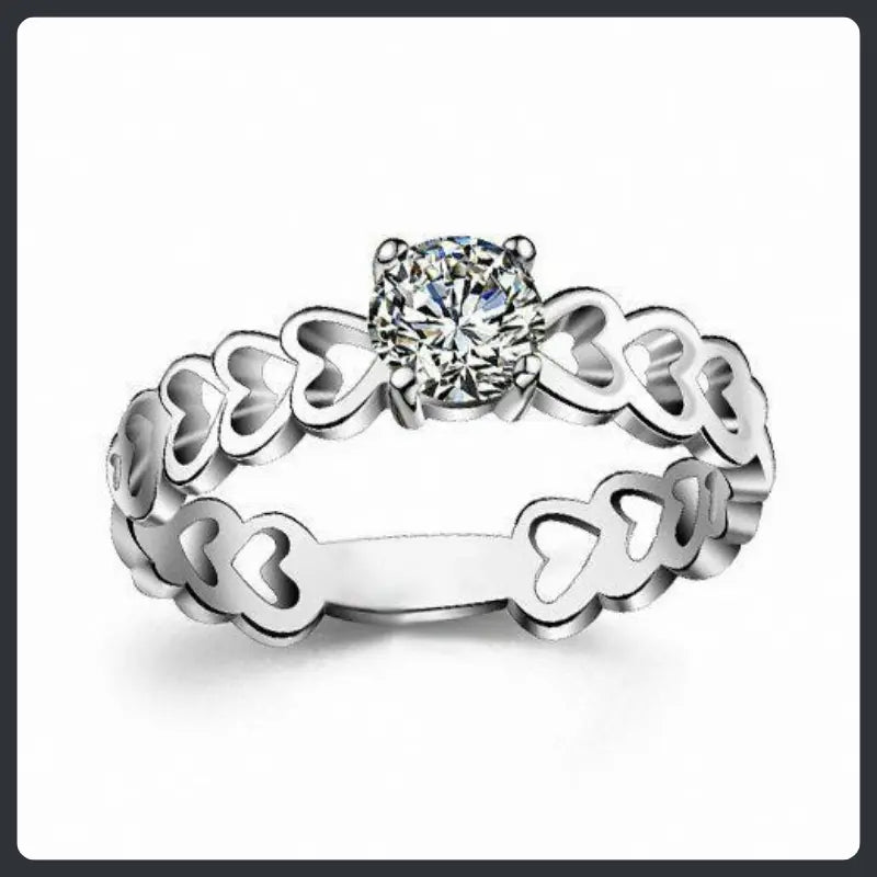 Hollow Heart ZC Wedding Ring silver plated 316L