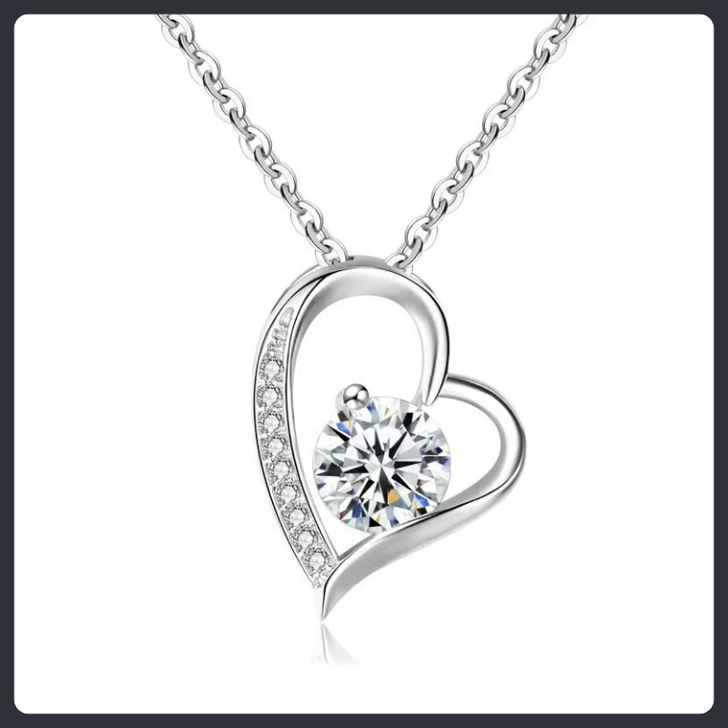 Crystal Heart ZC Necklace sterling silver 925 plated 316L