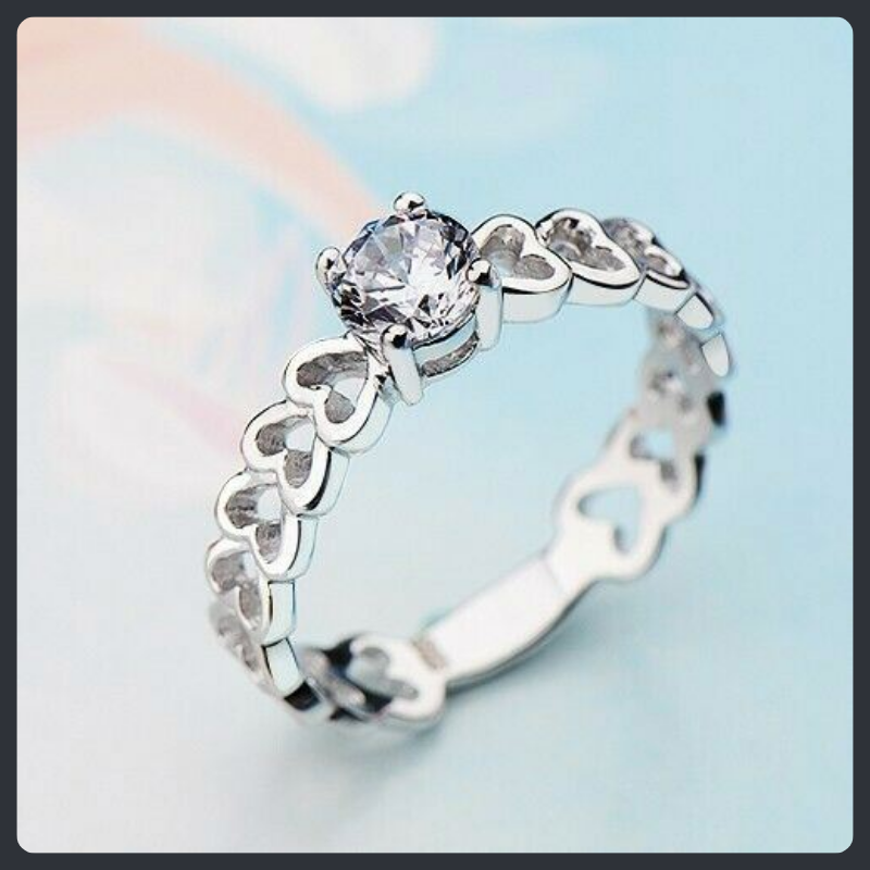 Hollow Heart ZC Wedding Ring sterling silver 925 plated 316L