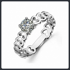 Hollow Heart ZC Wedding Ring sterling silver 925 plated 316L