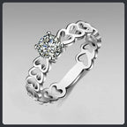 Hollow Heart ZC Wedding Ring silver plated 316L
