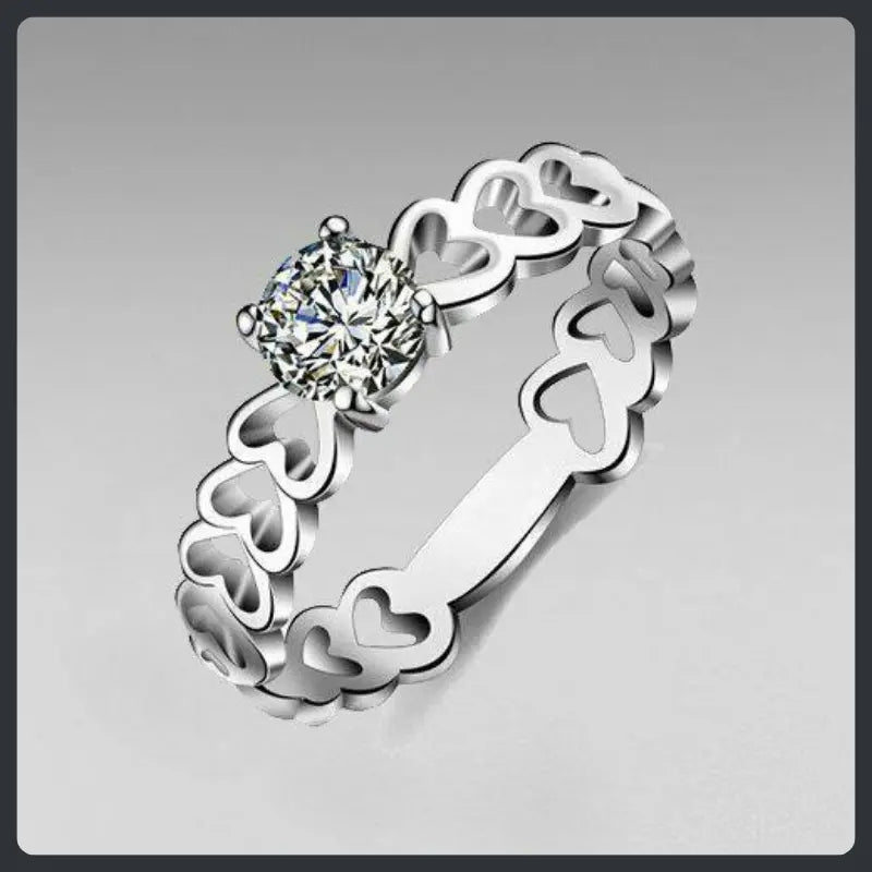 Hollow Heart ZC Wedding Ring silver plated 316L Main image