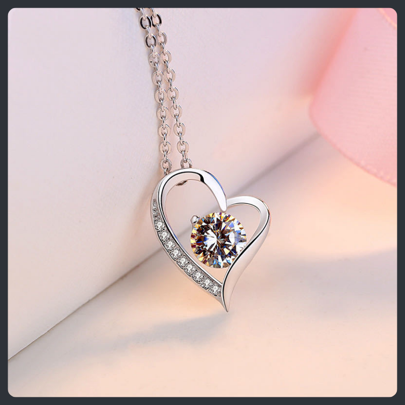 Crystal Heart ZC Necklace sterling silver 925 plated 316L