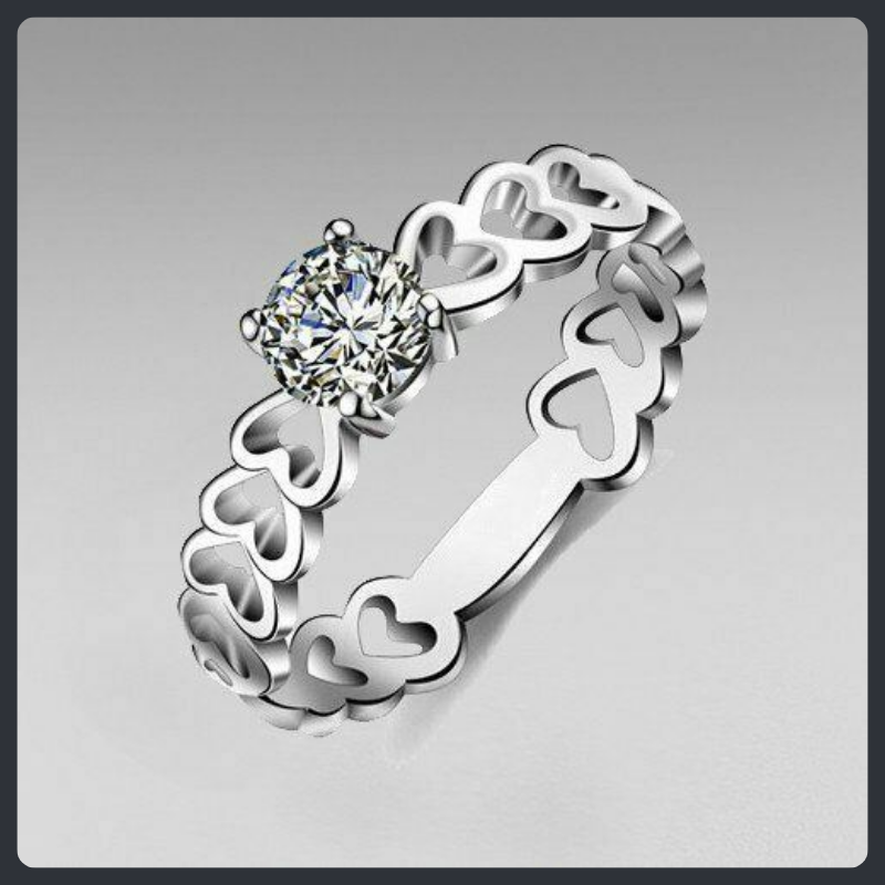 Hollow Heart ZC Wedding Ring sterling silver 925 plated 316L