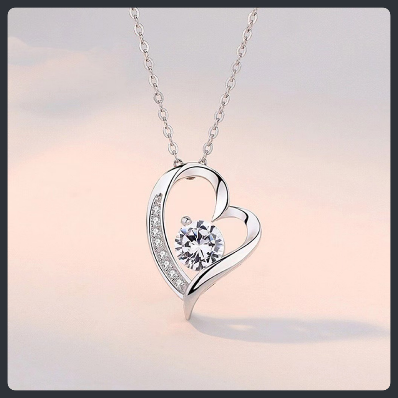 Crystal Heart ZC Necklace sterling silver 925 plated 316L