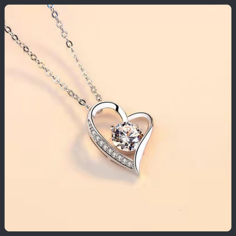 Crystal Heart ZC Necklace sterling silver 925 plated 316L
