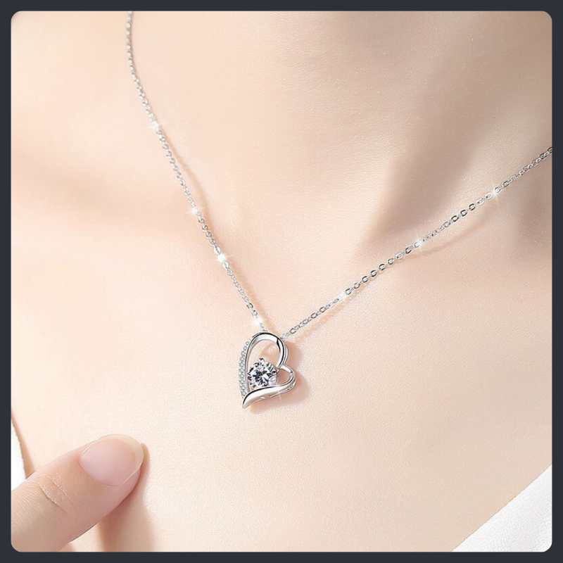 Crystal Heart ZC Necklace sterling silver 925 plated 316L
