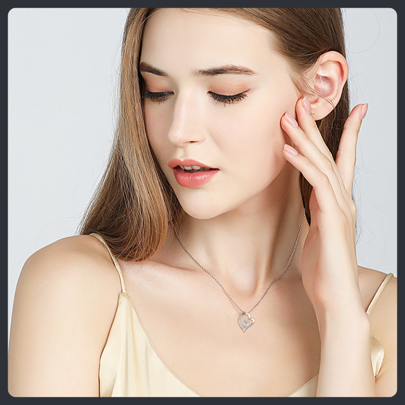 Crystal Heart ZC Necklace sterling silver 925 plated 316L