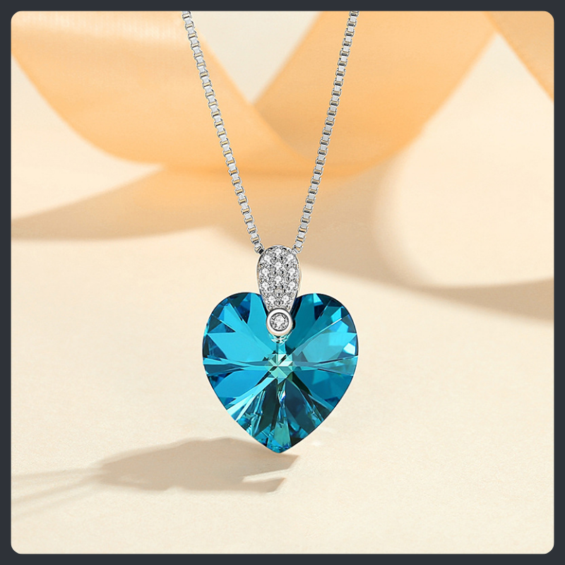 Blue Heart ZC Necklace sterling silver 925 plated 316L