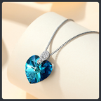 Blue Heart ZC Necklace sterling silver 925 plated 316L