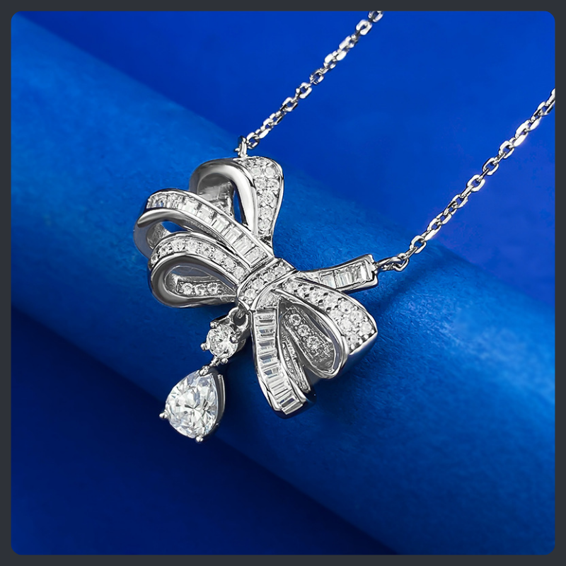 Bow ZC Pendant Necklace sterling silver 925 plated 316L Main image
