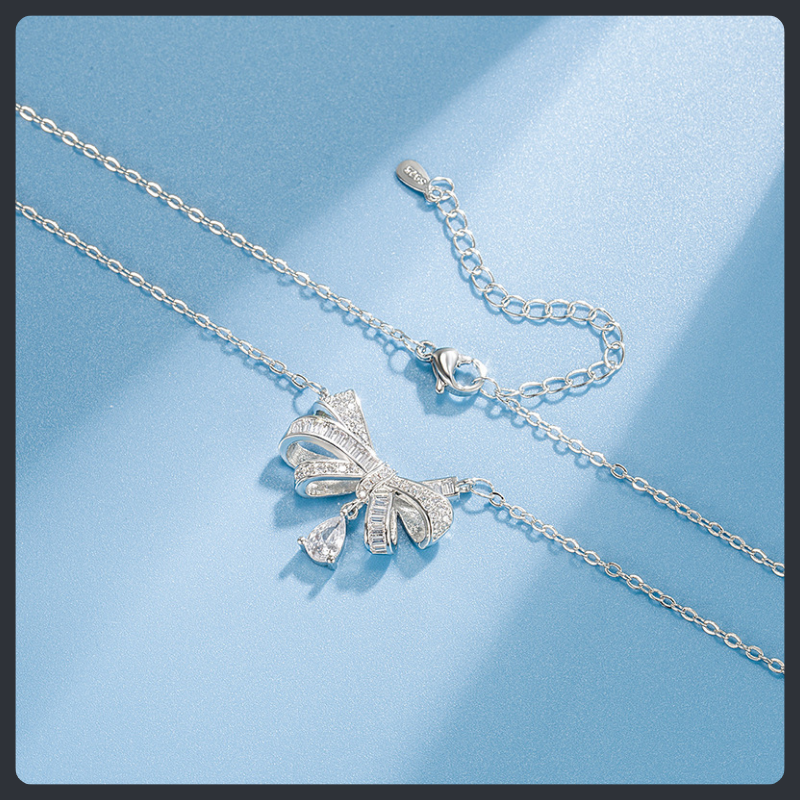 Bow ZC Pendant Necklace sterling silver 925 plated 316L